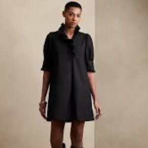 NWT Black Mari Poplin Mini Dress Banana Republic Dress Size Small S Ruffles